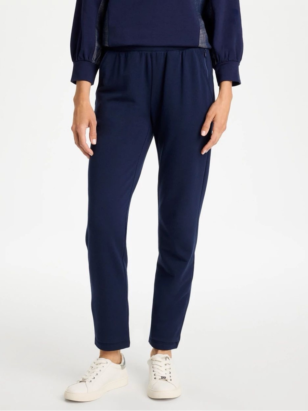 Chico's Size 1 Regular Pull-On Pants French Terry Joggers Dark Navy Blue Sweats